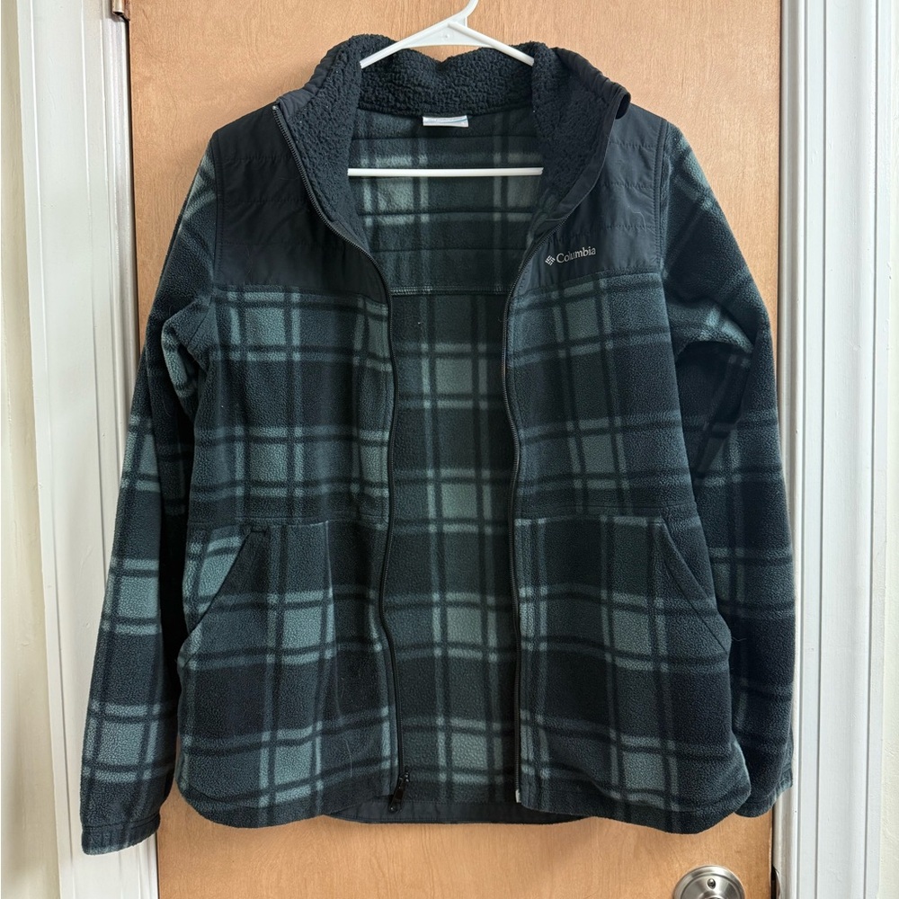 Womens Columbia Plaid Fleece Zip Jacket Size S
